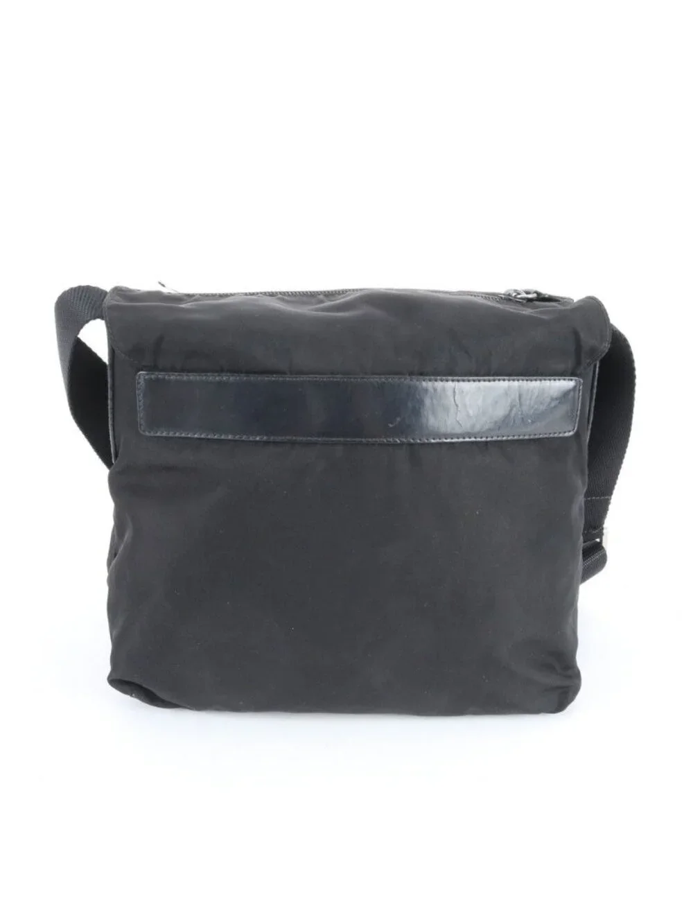 Prada Tessuto Nylon Triangle Logo Leather Shoulder Bag Crossbody Messenger